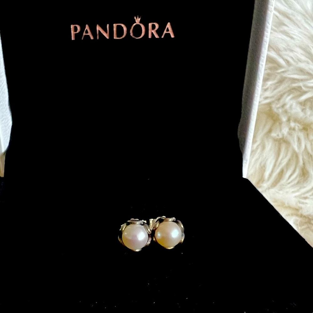 Pandora Fresh Water Pearl Ear Studs Sterling Silver